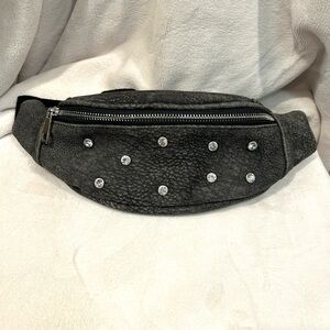 Street Level Fanny Pack with Rhinestone Studs in Gray